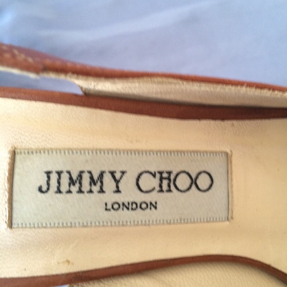 Jimmy Choo Tan/Brown Peep-toe Slingback Sandals - Picture 5 of 8